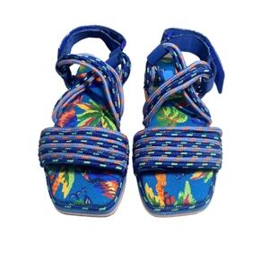 Farm Rio Blue Macaw Platform Sandals